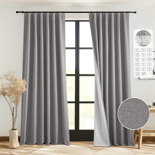 Miniatura 17 de StangH - Cortinas de lino primitivo 100% opacas, paneles pesados para dormitorio, dobles capas con lengüeta trasera, tratamientos para ventanas