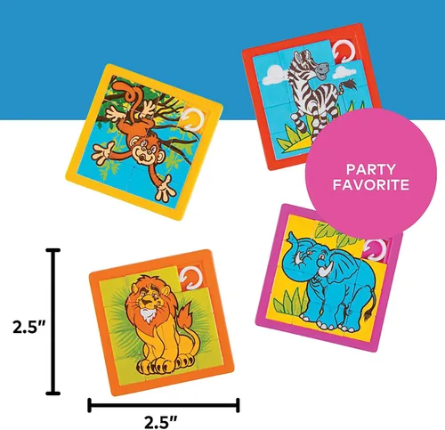 Miniatura 4 de Fun Express Rompecabezas de plástico de 2 1/2 pulgadas con diseño de animales de zoológico, 12 unidades, ideal para la escuela, cumpleaños, cofres