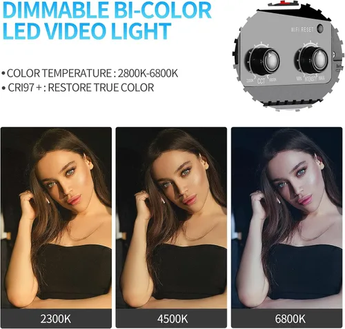 Miniatura 4 de GVM Paquete de 2 Kits de Iluminación de Video LED con Control por APP, Bicolor Variable 2300K~6800K con Pantalla Digital de Brillo del 10~100%
