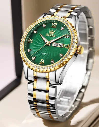 Miniatura 62 de OLEVS - Relojes de diamantes para hombres, relojes de vestir a prueba de agua, relojes analógicos de cuarzo de lujo con calendario de fecha y correa