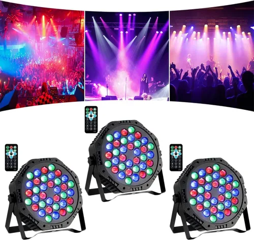 Miniatura 10 de 36 luces LED Par de luces DJ con cable RGB con control activado por sonido iluminación ascendente para bodas, fiestas, clubes, aparatos