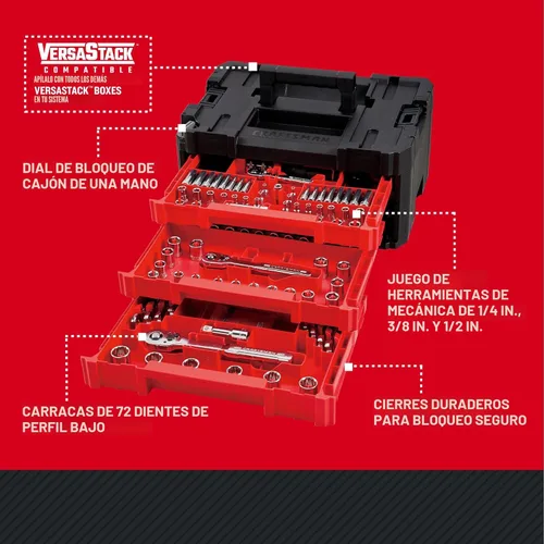 Miniatura 7 de CRAFTSMAN Juego de herramientas mecánicas de 230 piezas, juego de llaves de vaso, kit de herramientas para automóvil con caja de herramientas