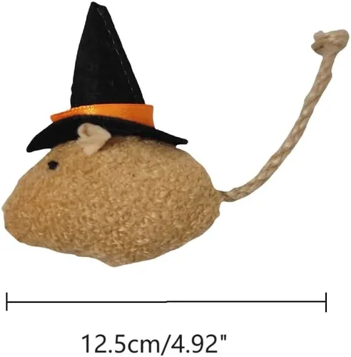 Miniatura 2 de 6 Paquetes Juguetes para Gatos Juguete Interactivo Sombrero Mágico de Bruja Disfraz Juguetes de Felpa en Forma de Ratón con Hierba Gatera