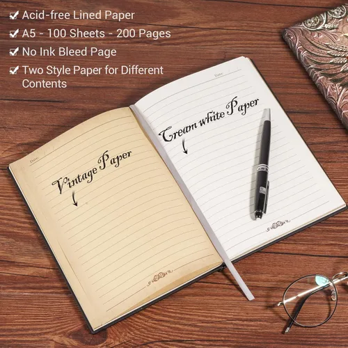 Miniatura 7 de Phoenix Cuaderno de cuero – Diario de viaje vintage Phoenix hecho a mano en 3D con papel rayado, cuaderno de bocetos de cuero fresco, diario