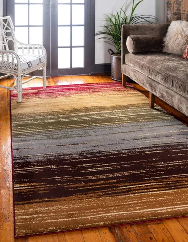 Unique Loom Barista Collection - Alfombra moderna a cuadros, contemporánea, multicapas, Polipropileno, Beige/Gris