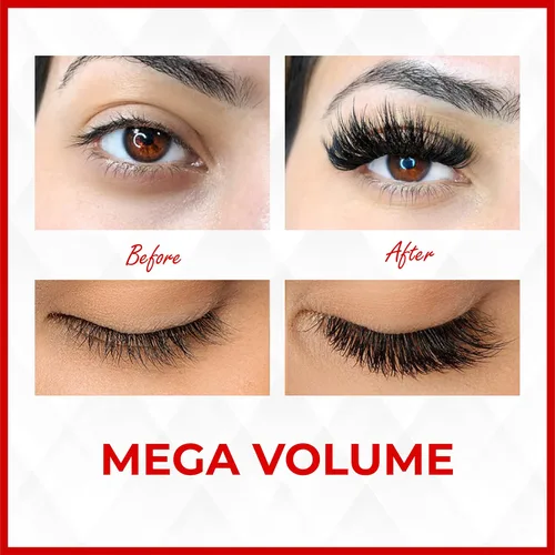 Miniatura 6 de THE LASH SUPPLY 500 abanicos, 20D Mega Volume Promade Fan Promade, rizo C/D, longitud de mezcla 0.472-0.630 in, 0.03 de grosor, rizo natural