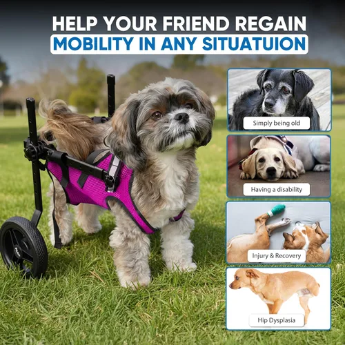 Miniatura 2 de Silla de ruedas para perros para patas traseras, carrito para silla de ruedas para perros, sillas de ruedas para perros y gatos con patas traseras