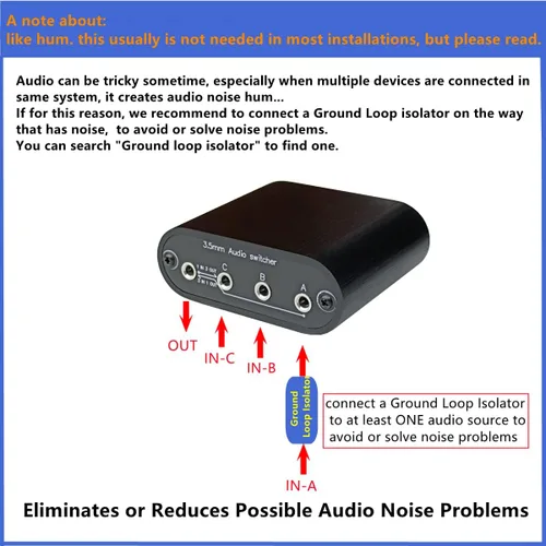 Miniatura 7 de Nueva Caja divisora de audio D3 3 (1)-entrada-1 (3)-salida, mini conmutador de señal de entrada de fuente selector divisor de 3.5mm estéreo