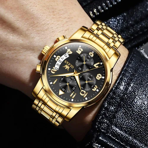 Miniatura 6 de OLEVS Mens Watches Big Face Watches Stainless Steel Waterproof Date Analog Quartz Watches Fashion Business Chronograph Wrist Watches for Men