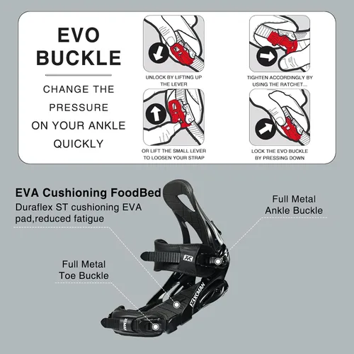 Miniatura 4 de XCMAN Fijación de snowboard para exteriores de montaña Bota talla 6-9 de EE. UU Negro
