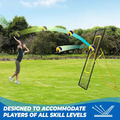 Miniatura 5 de Sistema de red de rebote de voleibol 2 en 1, ajustable de 7 x 4 pies a 4 x 4.5 pies, red de rebote de 4 ángulos, equipo de entrenamiento para Negro