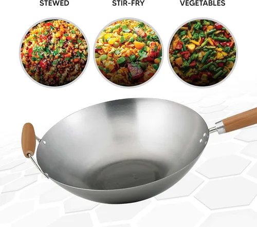 Miniatura 6 de Helen's Asian Kitchen Wok, acero al carbono y bambú, 14 pulgadas