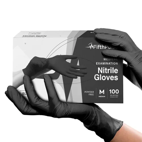 Guantes desechables de nitrilo negro talla mediana, 100 unidades - Guantes libres de polvo y látex para cocina, barbacoa, trabajo de tatuajes,