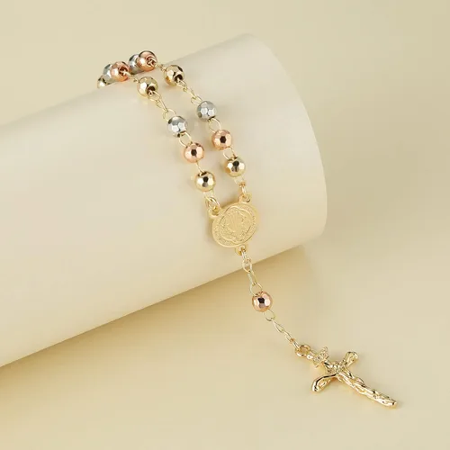 Miniatura 62 de HZMAN Pulsera de cruz con cuentas de rosario virgen de Guadalupe ajustable para mujer, regalo de joyería