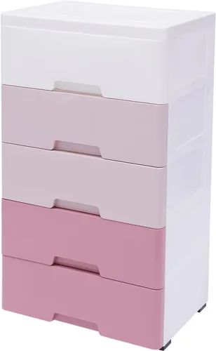 Cajones de almacenamiento de plástico de 5 niveles, organizador de armario, apilable, vertical, independiente, con ruedas, para dormitorio, sala de
