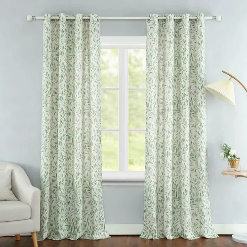 Miniatura 19 de VOGOL Cortinas de dormitorio con estampado de pájaros, paneles de ventana con ojales florales que oscurecen la habitación, cortinas de lino Morado