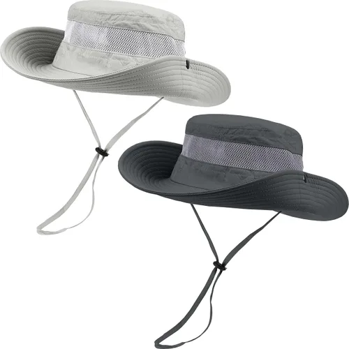 Miniatura 10 de Paquete de 2 sombreros Boonie para hombres y mujeres con protección UV UPF 50+ para pesca, senderismo y jardinería
