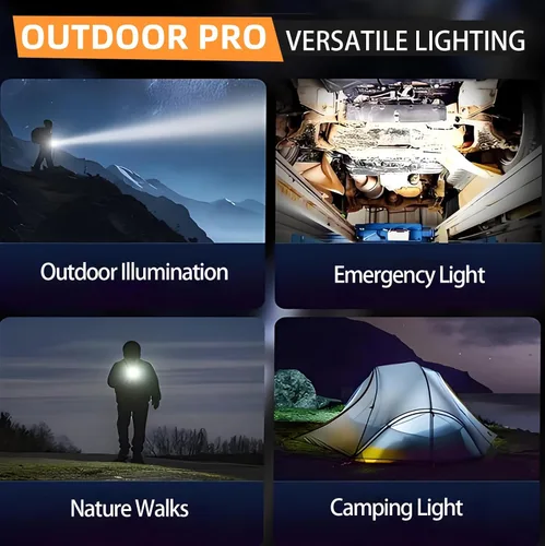 Miniatura 8 de Queena Paquete de 2 Linternas LED Recargables – 100000 Lúmenes Linternas Solares Súper Brillantes, Linterna Compacta e Impermeable para el Hogar