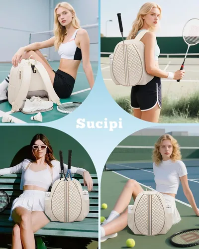 Miniatura 6 de Mochila de tenis Sucipi, mochila de tenis acolchada con bandolera cruzada, bolsas para raquetas de tenis resistentes al agua para mujeres y hombres