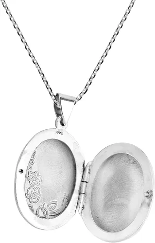 Miniatura 3 de AeraVida Collar con medallón de plata de ley con grabado floral para jardín, Metal, no conocido