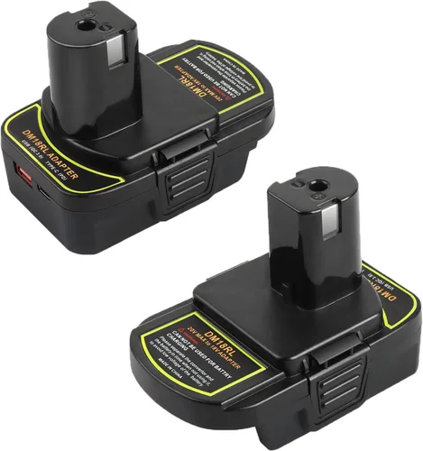 Miniatura 9 de Adaptador de batería DM18M con enchufe de carga USB y tipo C compatible con baterías Dewalt de 20 V y Milwaukee de 18 V, convierte a baterías Makita