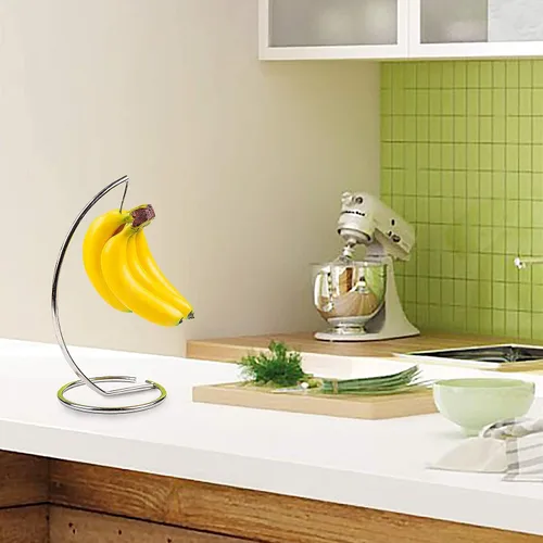 Miniatura 7 de Soporte para árbol de plátano, soporte de acero inoxidable para colgar plátanos, soporte de árbol de plátano, cuenco de frutas para encimera