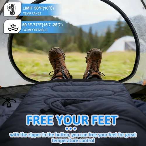 Miniatura 6 de Oaskys - Saco de dormir para acampar, para 3 estaciones, clima cálido y fresco, verano, primavera, otoño, ligero, resistente al agua, para adultos