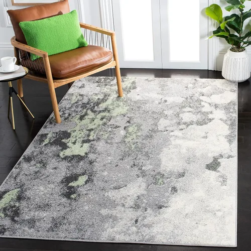 Miniatura 24 de SAFAVIEH Adirondack Collection - Alfombra decorativa, 2 pies 6 pulgadas x 4 pies, verde y gris, diseño abstracto moderno, no desprende pelusa