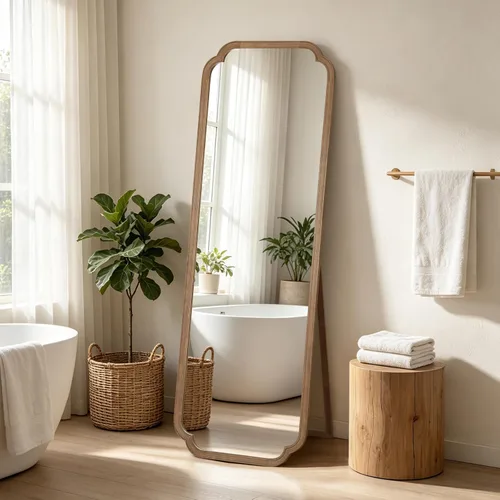 Miniatura 20 de WallBeyond Espejo de longitud completa para montar en la pared, 65 x 22 pulgadas, espejo de suelo con marco de madera rústica, espejo grande
