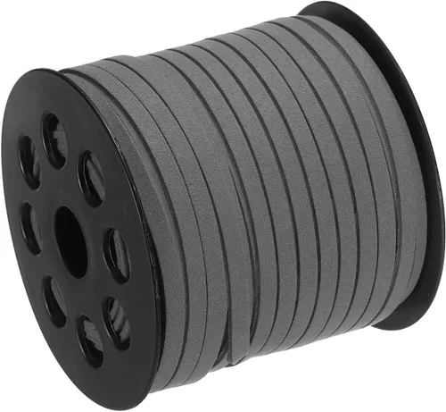 Miniatura 11 de uxcell Cordón de gamuza, 49.21 yardas, 0.197 in, cuerda plana de hilo de cuero para bolso, bolso, cordones de zapatos, manualidades, fabricación