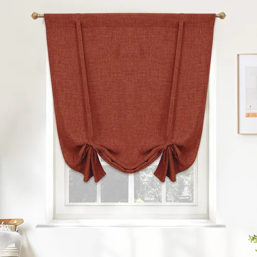 Miniatura 42 de DriftAway - Cortinas de Lino con Doble Capa, Blackout, de Atar, con Aislaje Térmico, Totalmente Forradas, Estilo Globo Romano, para Baño, con Lino
