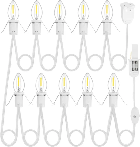 Miniatura 13 de Paquete de 1 cable de accesorio con 4 bombillas LED y toma de corriente de luz de pueblo de Navidad, cable de luz de molde de soplado de 8.9 pies