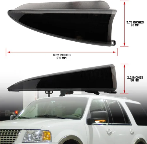 Miniatura 6 de Luces intermitentes de espejo lateral LED secuencial para F'ord Expedition Lincoln Navigator 2003-2006, lente ahumada, espejo ámbar, indicador