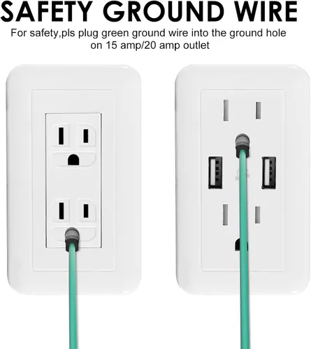 Miniatura 5 de Adaptador de secadora de 4 a 3 clavijas apto para alquiler de 1.5 pies y 30 amperios con cable de tierra verde NEMA 10-30P macho a 14-30R hembra