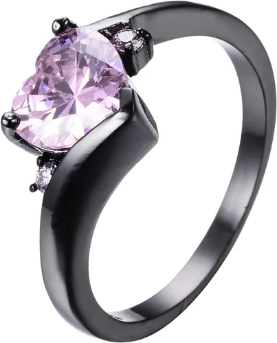 Love Promise Rings for Women - Colorful Choice Heart Shape Diamond Gemstone Wonderful Gifts Rings Jewelry Accessory Size 6-11