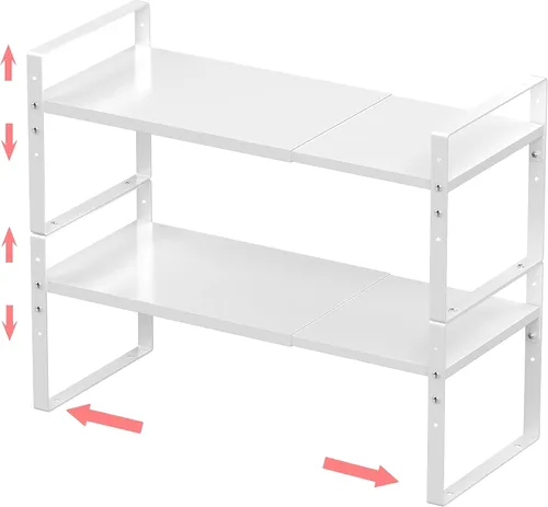 Jojocross Organizador de estante de especias apilable y expandible para gabinetes, estantes de cocina, despensa, organizador de mostrador, 2