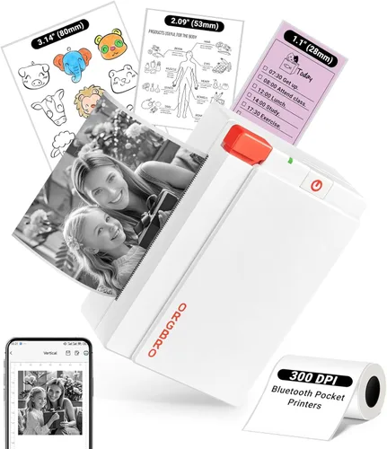 Miniatura 10 de ORGBRO Máquina impresora de calcomanías, mini impresora X3, cápsulas de impresión térmica portátil sin tinta, impresora de bolsillo Bluetooth de 2 a