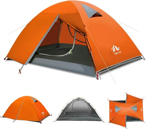 Miniatura 11 de Night Cat 2-Persons Backpacking Tent: Waterproof Lightweight Camping Tent for Two People Hiking Outdoor Mountain with Aluminum Poles and Rainfly