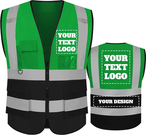 Miniatura 15 de Chaleco de seguridad con logotipo personalizado de alta visibilidad chaleco reflectante Ansi 5 bolsillos clase 2 Hi Vis seguridad construcción ropa