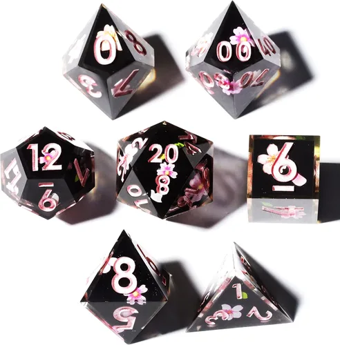 Miniatura 17 de Mini Planet Poliédrico MTG Sharp Edge Liquid Core Dungeons and Dragons RPG Resina Hecho a Mano 7Pcs DND Juego de dados