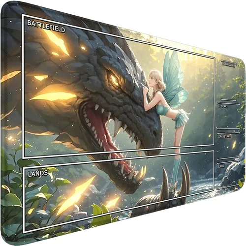 Miniatura 20 de Tapete de juego para MTG, bordes cosidos, TCG, 24 x 14 pulgadas, antideslizante, Dragon MTG, superficie lisa, base de goma, alfombrilla de mouse
