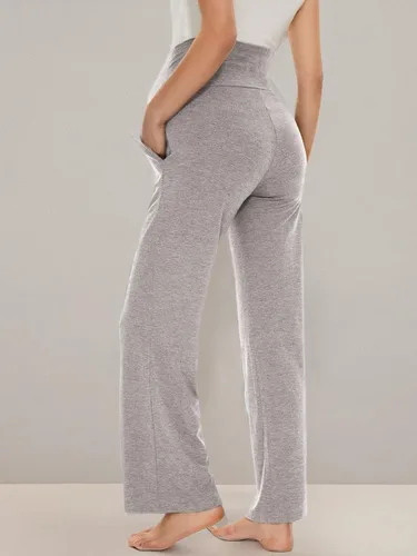 Miniatura 33 de Ecavus Pantalones de maternidad anchos y rectos para mujer, versátiles, cómodos, palazzo, elásticos, con bolsillos
