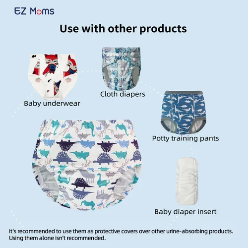 Miniatura 5 de EZ Moms Paquete de 6 unidades de ropa interior de plástico suave para niños pequeños, funda de pañales reutilizable para bebé, fundas de ropa