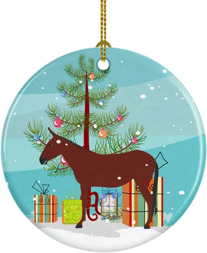 Miniatura 85 de Caroline's Treasures Adorno de cerámica de Navidad pintado o de codorniz chino, decoración colgante de árbol de Navidad verde azulado para el hogar