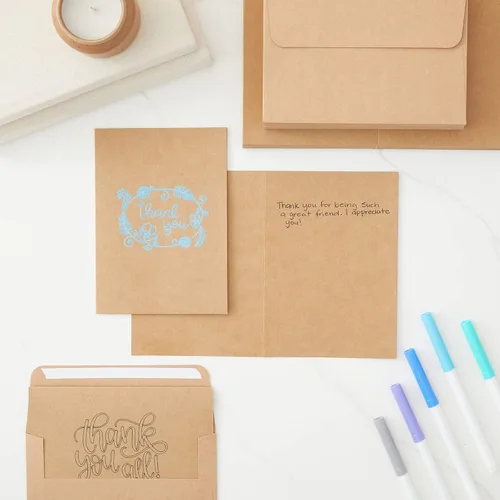 Miniatura 4 de Best Paper Greetings Papel kraft marrón A7 en blanco y sobres para hacer tarjetas, 5 x 7 pulgadas y 5.25 x 7.25 pulgadas, paquete de 50