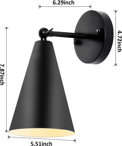 Miniatura 2 de Apliques de pared industriales vintage, paquete de 2 – Luces modernas negras ajustables de 240° para dormitorio, sala de estar, pasillo y cocina