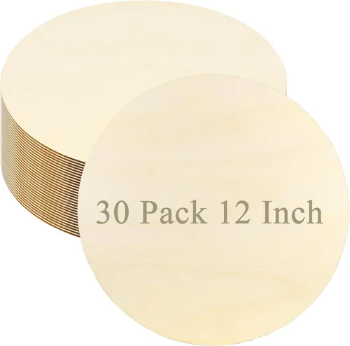 Miniatura 7 de 200 discos de madera de 3 pulgadas para manualidades, piezas circulares de madera, círculos de madera redondos sin terminar para manualidades