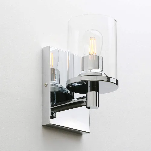 Miniatura 5 de Pathson Juego de 2 apliques de pared cableados, luces de tocador de pared de baño con vidrio transparente y base E26, accesorios de montaje en pared