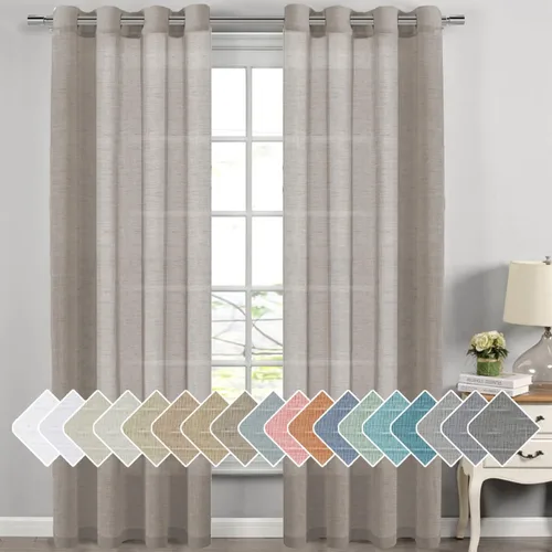 Miniatura 50 de H.VERSAILTEX Cortinas de 96 pulgadas de largo, cortinas de lino/cortinas transparentes de mezcla de lino natural/paneles/cortinas para sala