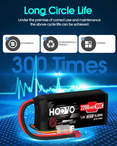 Miniatura 6 de HOOVO 2S Shorty Lipo Battery 2200mAh 100C 7.4V RC Lipo Batería con conector Deans para FPV Racing Drone RC Avión Helicóptero Quadcopter Car-2 Pack